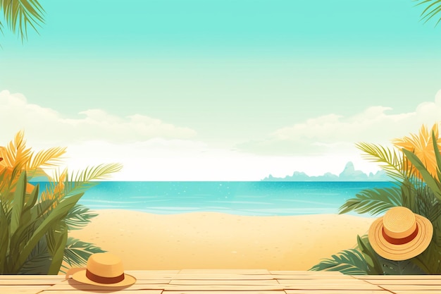 Ilustración de fondo de verano Una hermosa escena de playa creada con IA generativa