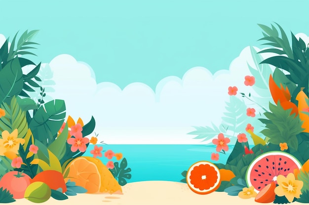 Ilustración de fondo de verano Una hermosa escena de playa creada con IA generativa