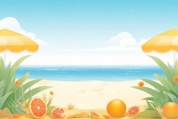 Ilustración de fondo de verano Una hermosa escena de playa creada con IA generativa