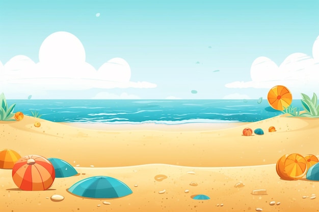 Ilustración de fondo de verano Una hermosa escena de playa creada con IA generativa