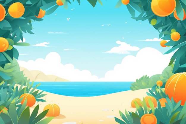 Ilustración de fondo de verano Una hermosa escena de playa creada con IA generativa