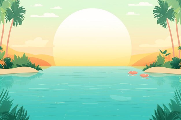 Ilustración de fondo de verano Una hermosa escena de playa creada con IA generativa