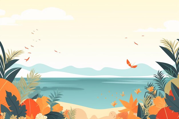 Ilustración de fondo de verano Una hermosa escena de playa creada con IA generativa