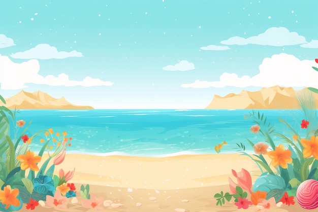 Ilustración de fondo de verano Una hermosa escena de playa creada con IA generativa