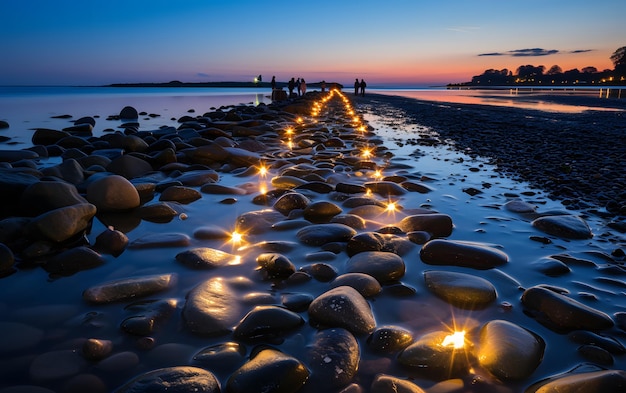 Foto ilustración de foto de playa en la noche