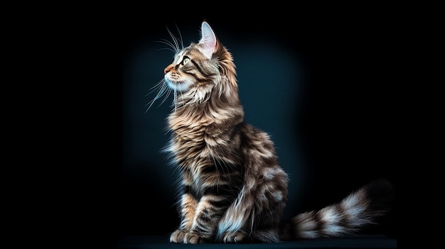 Ilustración fotográfica de cuerpo entero de Maine Coon