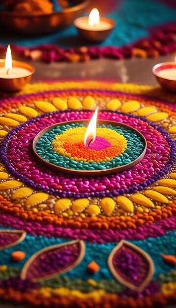 Foto ilustración fotográfica gratuita del festival quemando diya en el fondo de la feliz celebración de diwali