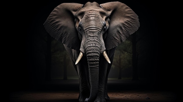 Ilustración fotográfica de la silueta de un elefante con una hermosa puesta de sol de fondo