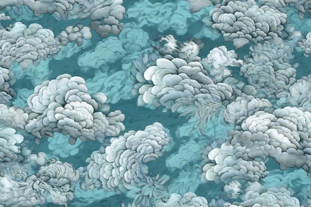 Ilustración fractal de nubes en el cielo azul