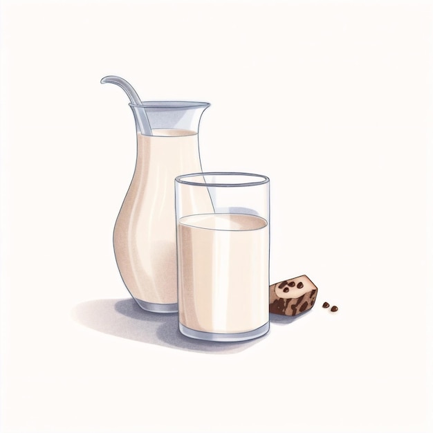 Foto ilustración fresca y saludable de leche pura en estilo minimalista