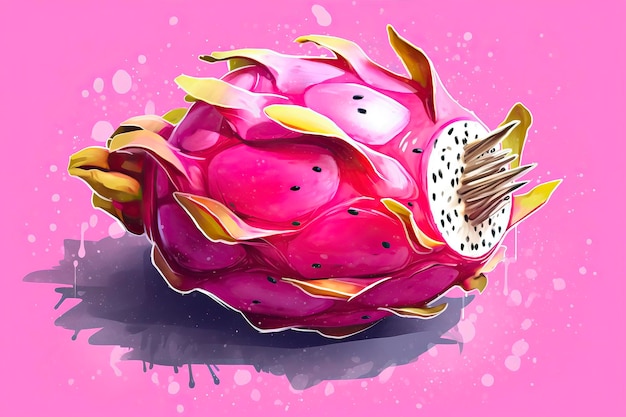 Foto ilustración de la fruta del dragón ilustración del fruto inteligencia artificial generativa