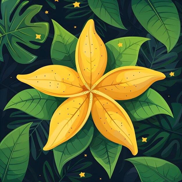 Ilustración de la fruta y las hojas de las estrellas tropicales generada por Ai