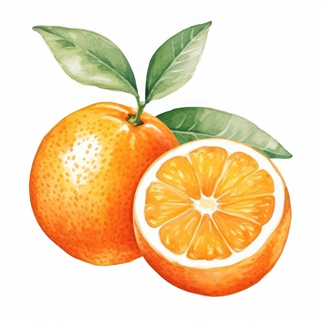 Ilustración de la fruta de naranja en acuarela AI GenerativexA