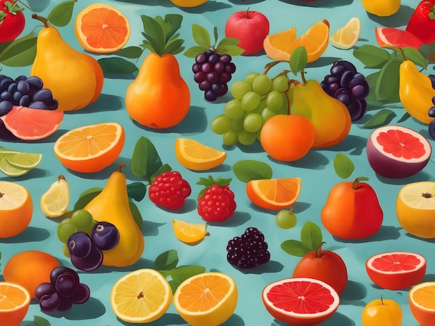 Ilustración de la fruta plana