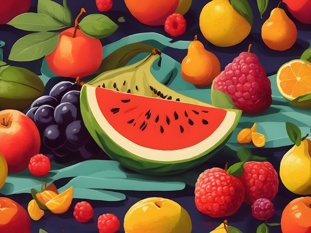 Foto ilustración de la fruta plana