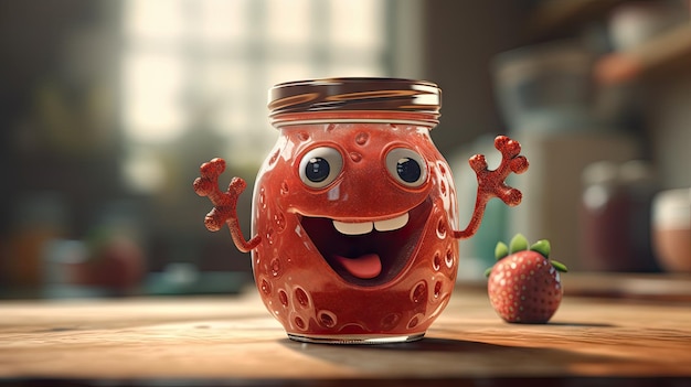 Ilustración de frutas con emoticonos felices.