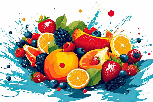 Ilustración de frutas frescas de verano Vector de textura o fondo