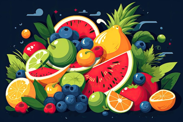 Ilustración de frutas frescas de verano Vector de textura o fondo