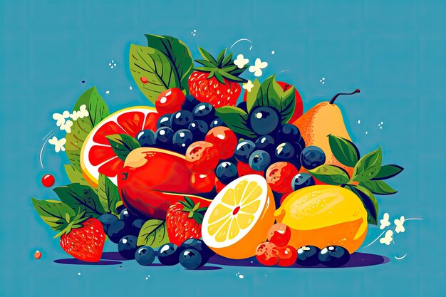 Ilustración de frutas frescas de verano Vector de textura o fondo