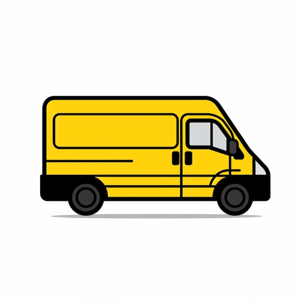 Una ilustración de una furgoneta de entrega en fondo blanco