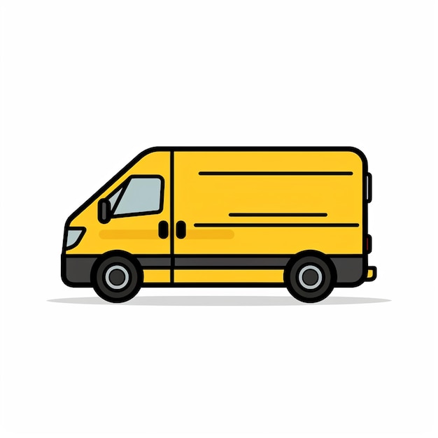 Una ilustración de una furgoneta de entrega en fondo blanco