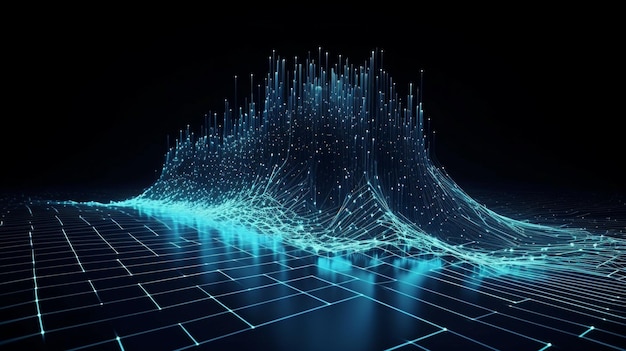 Ilustración futurista en 3D de un flujo de datos de TI para la transferencia de datos Big dataGenerative AI