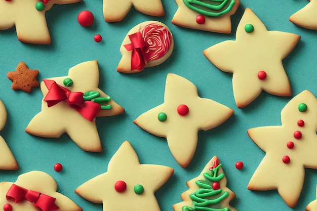 Ilustración de galletas navideñas ai generativo.