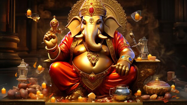 Ilustración de Ganesha Aum Hindu Diwali en la India