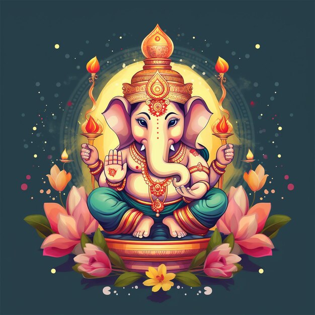 Ilustración de Ganesha Aum Hindu