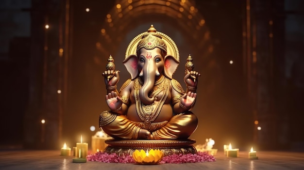 Ilustración de Ganesha Chaturthi Ganesha Generativo ai