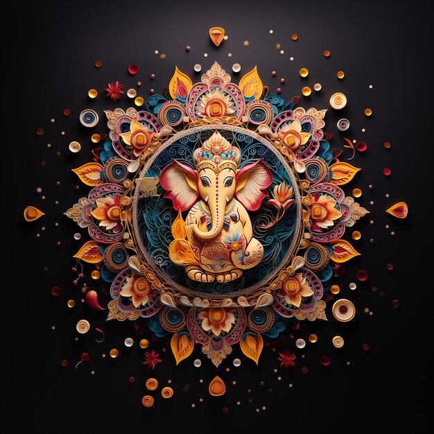 Foto ilustración de ganesha para ganesha chaturthi y diwali generative