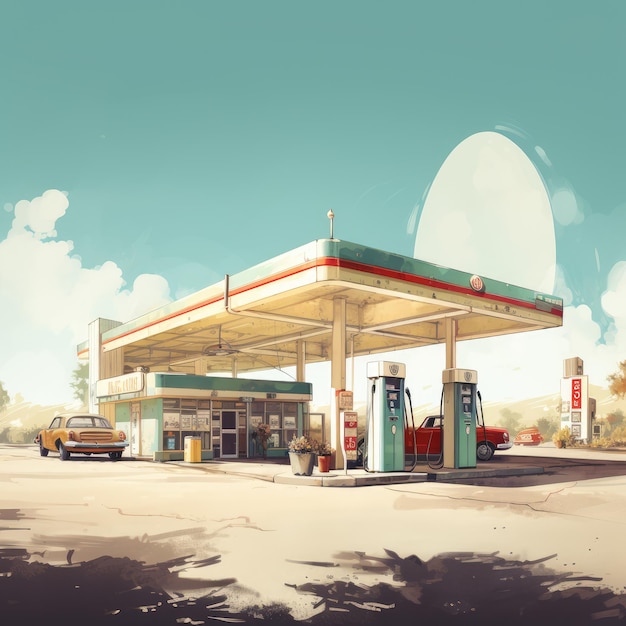 Ilustración de gasolinera Imagen generada por AI