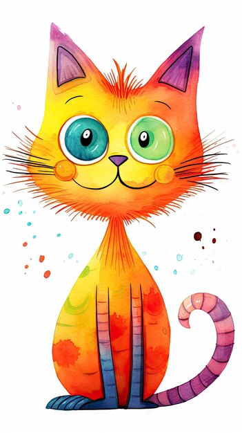 Ilustración de gato en color