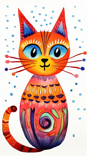 Ilustración de gato en color