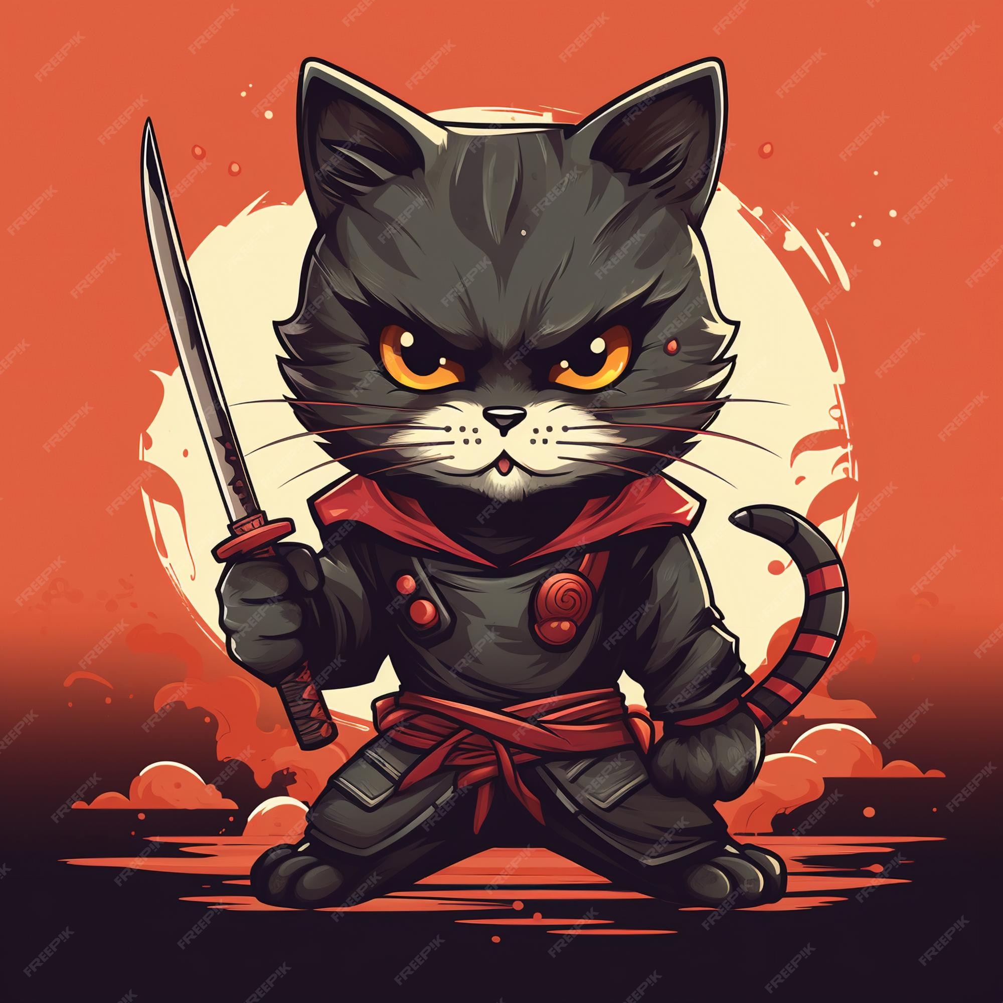 Ninja gato atacando Sprite imagem vetorial de gagu© 58267461