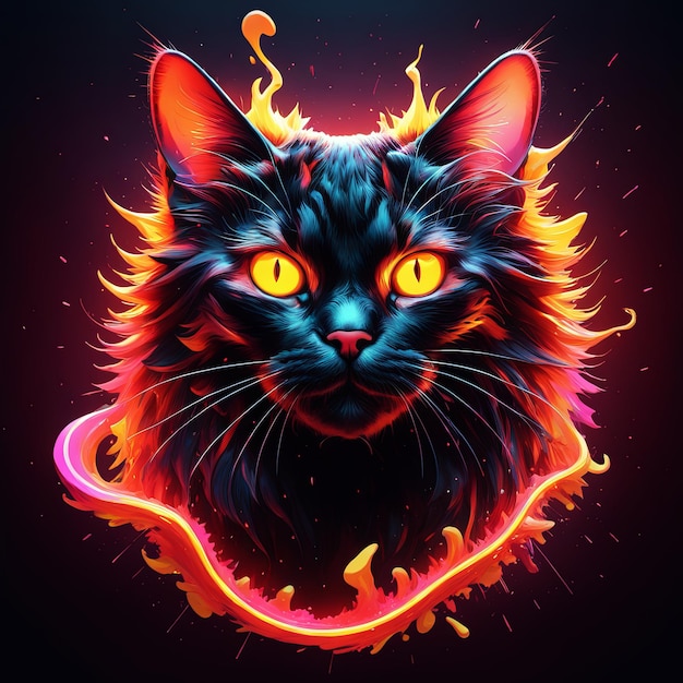 Ilustración de un gato Explosión colorida