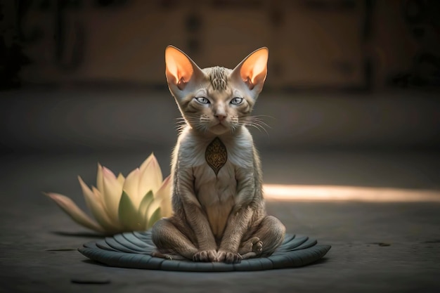 Una ilustración de un gato lindo y tranquilo