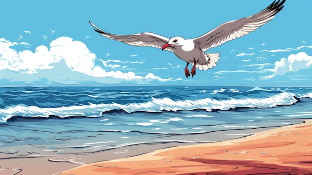 Ilustración de gaviota para niños foto gratuita fondo HD