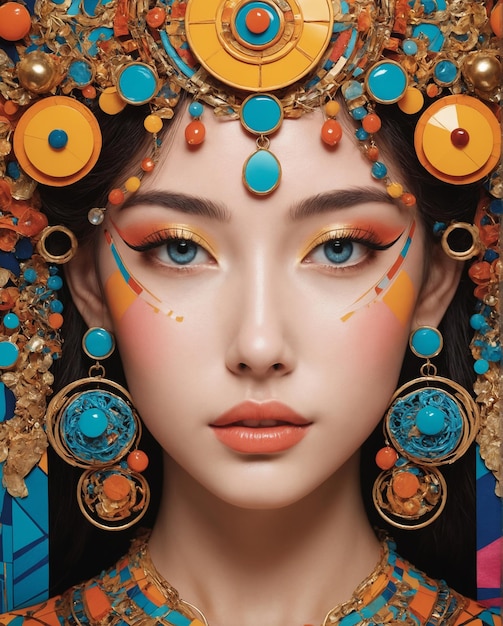 Foto ilustración de una geisha con gracia