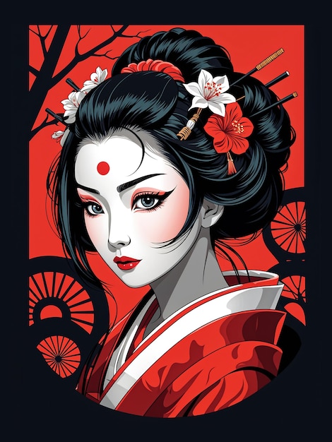 Ilustración de una geisha