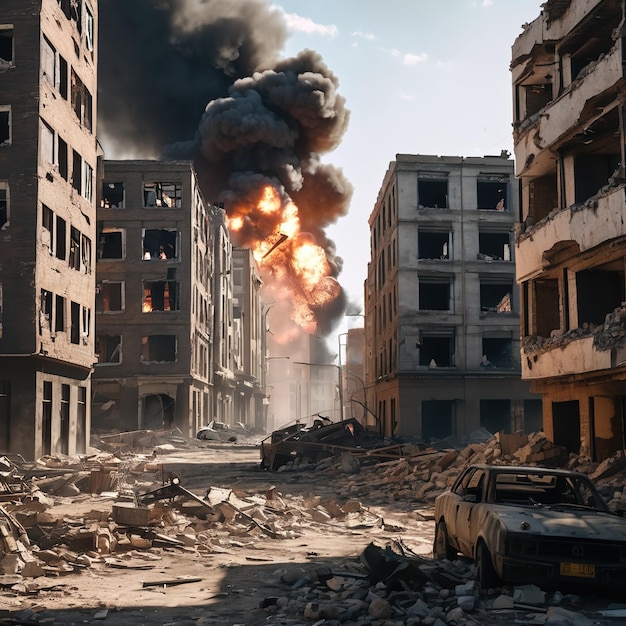 La ilustración generada por Ai bombardeó edificios en una ciudad