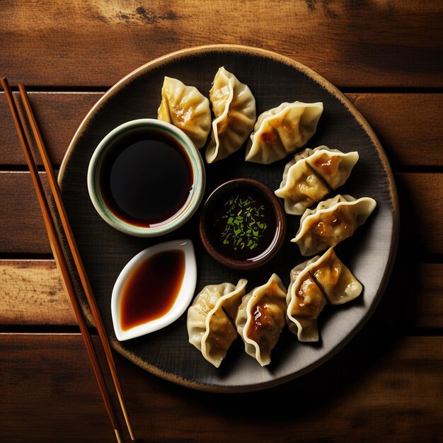 Ilustración generada por Ai Dumplings gyoza jiaozi al vapor