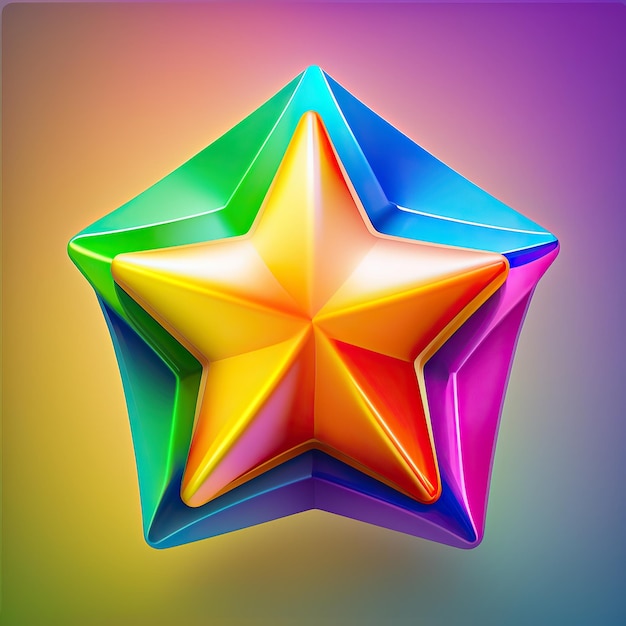 Ilustración generada por ai Estrellas de colores brillantes abstracto 3d