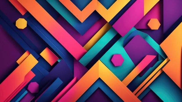 Ilustración generada por Ai Fondo abstracto con patrones geométricos brillantes Colores brillantes y formas angulares