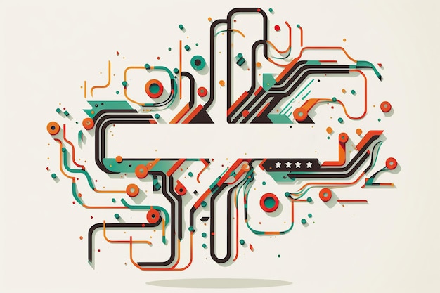 Ilustración generada por Ai del fondo abstracto de la placa de circuito