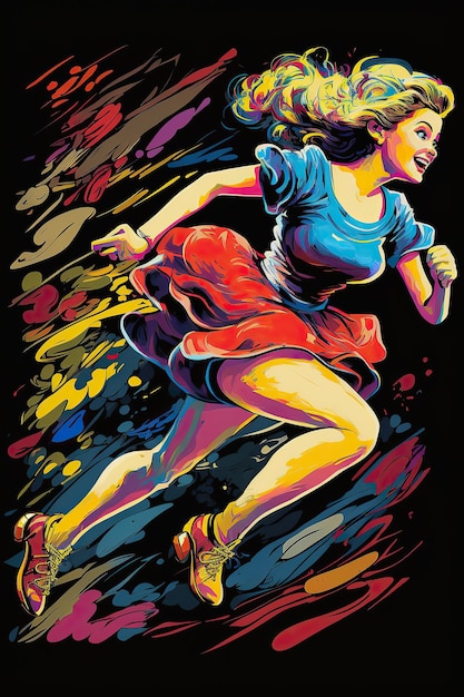 Ilustración generada por Ai Running Woman in Motion Colorful