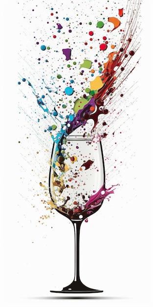 Ilustración generada por Ai salpicando champán o botella de vino aislada en blanco