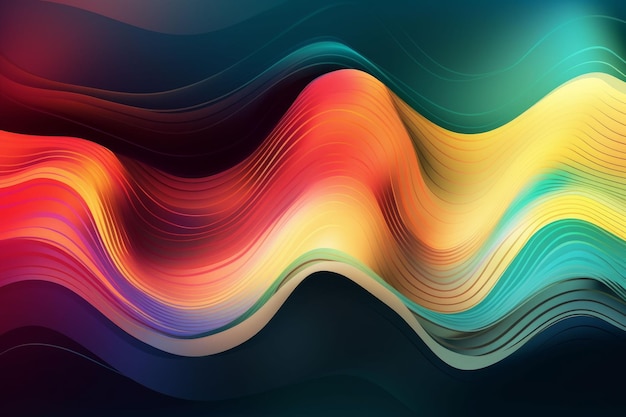Ilustración generada por IA de una composición abstracta dinámica de ondas vívidas y curvas