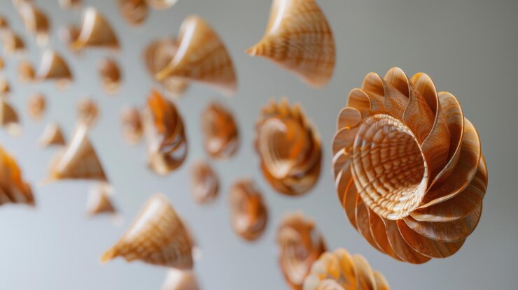 Foto ilustración generada por la ia de un grupo de conos flotantes dispuestos en un patrón en espiral
