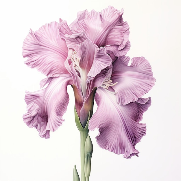 Ilustración generada por IA de una hermosa flor sobre un fondo liso